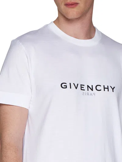 Givenchy White Crewneck T-shirt With Logo Print In Cotton Man In White