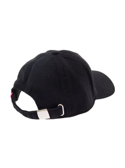 Diesel Black Baseball Cap With Oval D Cut-out In Cotton Man In Black