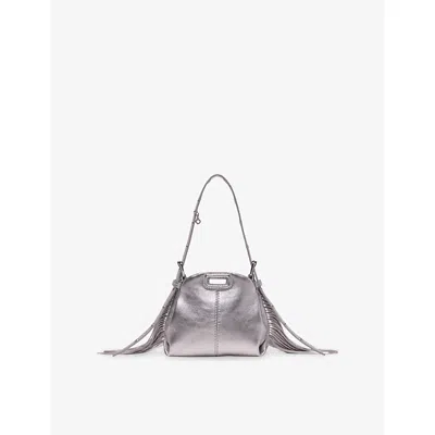 Maje Womens Silver Miss M Micro Leather Shoulder Bag