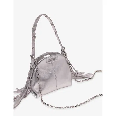 Maje Womens Silver Miss M Micro Leather Shoulder Bag
