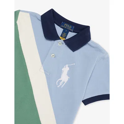 Polo Ralph Lauren Blue Multi/c1730 Boys' Embroidered-logo Colour-block Cotton Polo Shirt In Blue