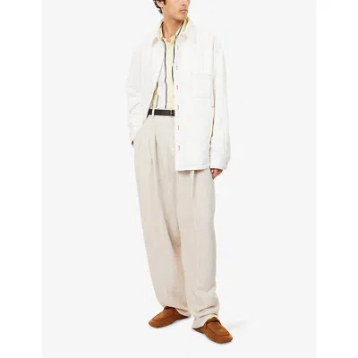 Jacquemus Mens Off-white/tabac La Chemise Boulanger Embroidered-logo Cotton Jacket