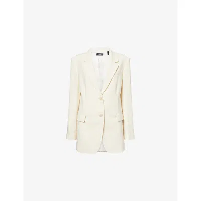 Theory Womens Rice Notch-lapels Relaxed-fit Woven Blazer In Neutral
