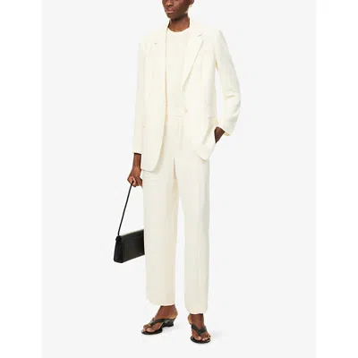 Theory Womens Rice Notch-lapels Relaxed-fit Woven Blazer In Neutral