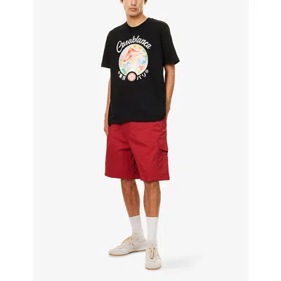 Casablanca Black Crewneck T-shirt With Logo On The Front In Cotton Man