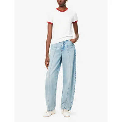 Vince Contrast-trim Cotton-cashmere T-shirt In White