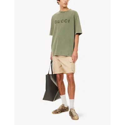 Gucci Mens New Forest Green Logo-print Crewneck Cotton-jersey T-shirt