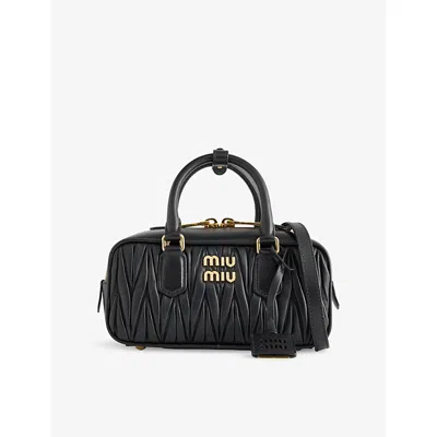 Miu Miu Womens Nero Arcadie Leather Top Handle Bag