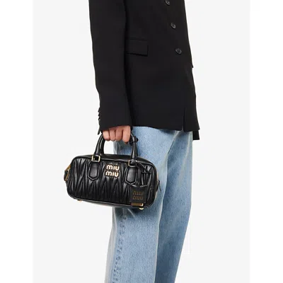 Miu Miu Womens Nero Arcadie Leather Top Handle Bag