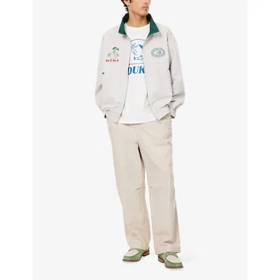 Duke & Dexter Mens White Green Wta Graphic-print Cotton Track Jacket