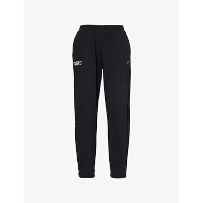Gymshark Womens Gs Black Running Graphic Cotton-jersey Jogging Bottoms