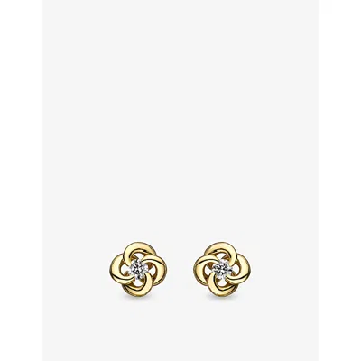 Shaun Leane Womens 18ct Yellow  Gold Entwined Petal 18ct Yellow-gold And Diamond Stud Earrings