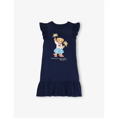 Polo Ralph Lauren Toddler And Little Girls Polo Bear Jersey Dress In Blue