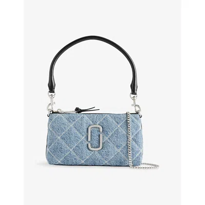 Marc Jacobs Womens Light Wash Indigo The Quilted Snapshot Convertible Denim Shoulder Bag