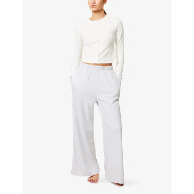 We Are Tala Omens Grey Marl Soft Wide-leg Cotton Pyjama Bottoms Xl