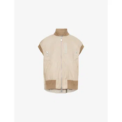 Sacai Womens Beige Relaxed-fit Round-neck Shell Vest