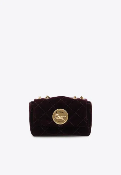 Chloé Small Heritage Quilted Velvet Crossbody Bag