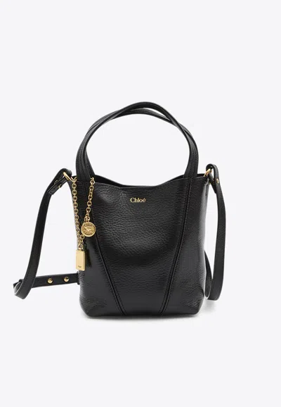 Chloé Small Spin Glossy Leather Tote Bag