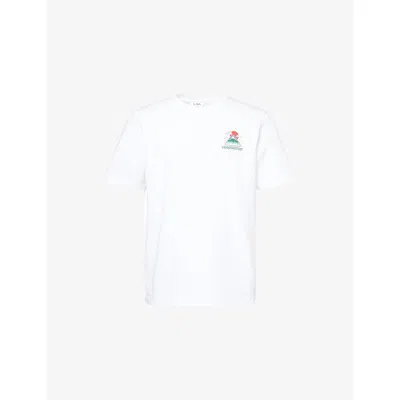 Casablanca White T-shirt With Crewneck And Logo On The Front And Maxi Logo On The Back In Cotton Man