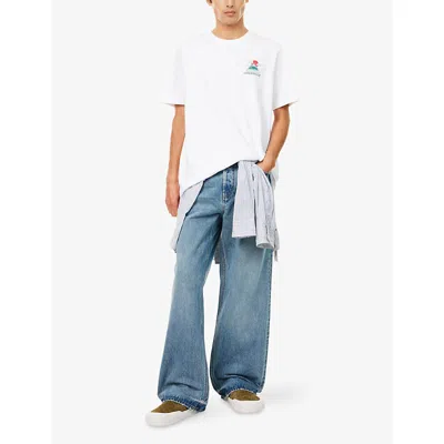 Casablanca White T-shirt With Crewneck And Logo On The Front And Maxi Logo On The Back In Cotton Man