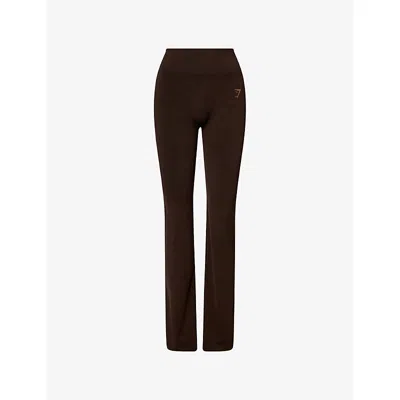Gymshark Womens Brown Luxe Seamless Flare Modal-jersey Leggings