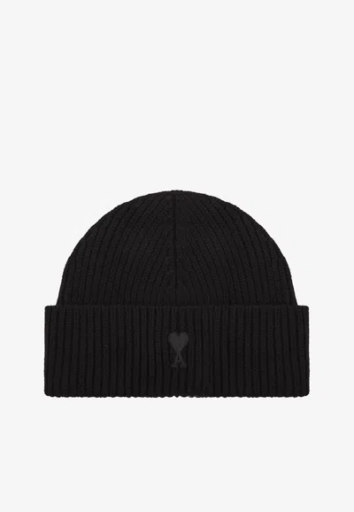 Ami Alexandre Mattiussi Ami De Coeur Wool Knit Beanie