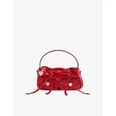 Acne Studios Womens Red Multi-pocket Micro Leather Cross-body Bag