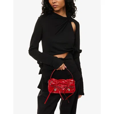 Acne Studios Womens Red Multi-pocket Micro Leather Cross-body Bag