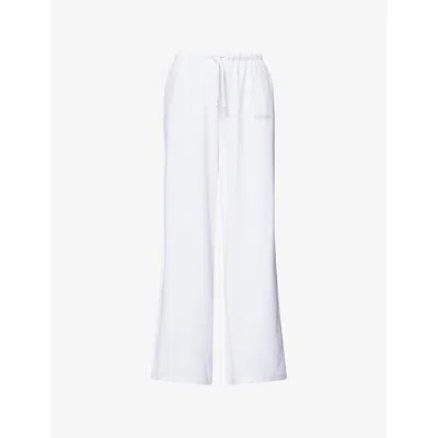 Gymshark Womens White Waffle Wide-leg Stretch-woven Trousers Xxs