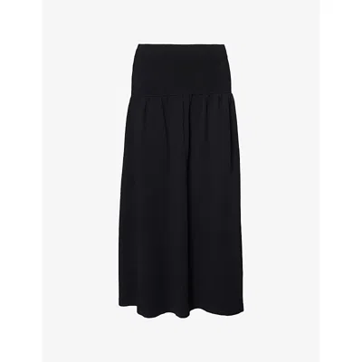 Vince Womens Black Pleated High-waist Knitted Midi Skirt