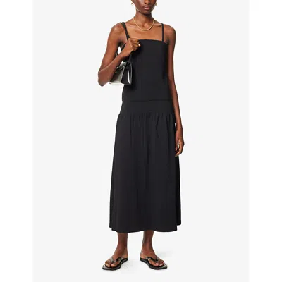 Vince Womens Black Pleated High-waist Knitted Midi Skirt