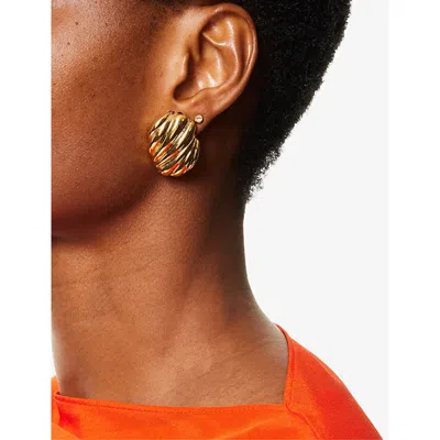 Heaven Mayhem Womens Hive Yellow-gold Plated Metal Stud Earrings