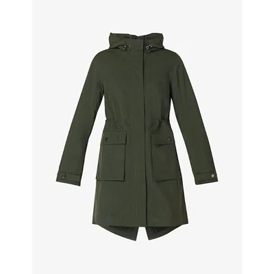 Sweaty Betty Womens Dark Forest Green Stride Oversized Waterproof Parka Jacket Xl In Green