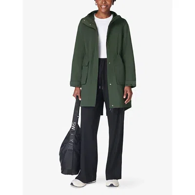 Sweaty Betty Womens Dark Forest Green Stride Oversized Waterproof Parka Jacket Xl In Green