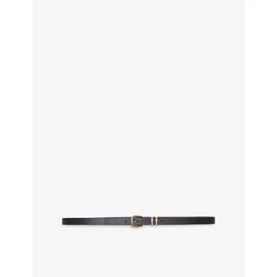 Maje Womens Black Square-buckle Slim Leather Belt
