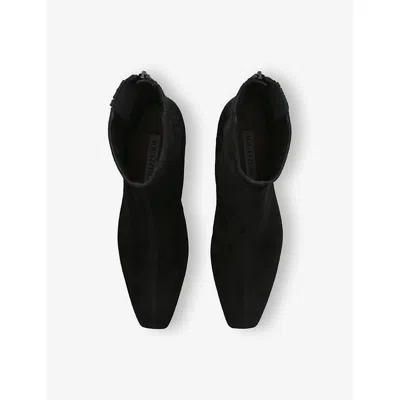 Aquazzura Pointed Toe Brown Suede Ankle Booties In Black
