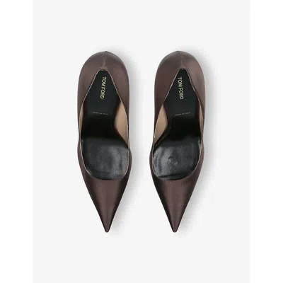 Tom Ford 85mm Betty Satin Pointed-toe Pumps In Brown