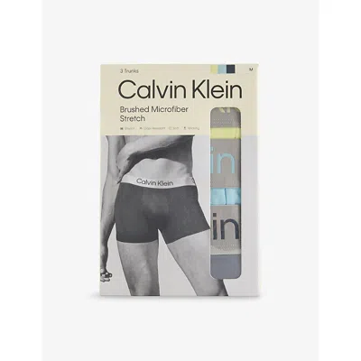 Calvin Klein Mens Yelw Stratosphere Turb Brushed Pack-of-three Stretch-woven Trunks Xl In Black