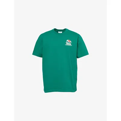 Casablanca Mens Montagne Ondulee Brand-print Cotton-jersey T-shirt In Green