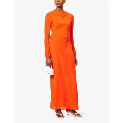 Sir Fresca Gathered Draped Silk Crepe De Chine Maxi Dress