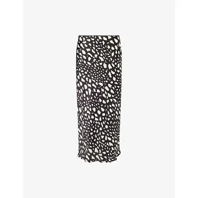 Rixo London Womens Night Leo Black Ardith Graphic-pattern Woven Midi Skirt