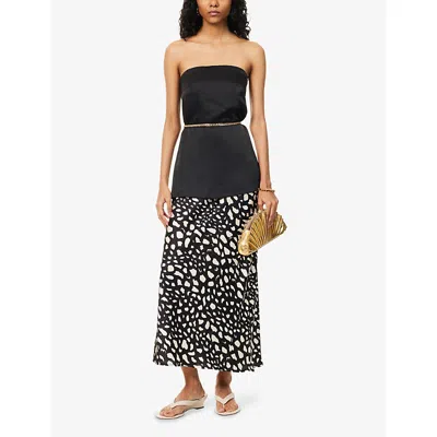 Rixo London Womens Night Leo Black Ardith Graphic-pattern Woven Midi Skirt