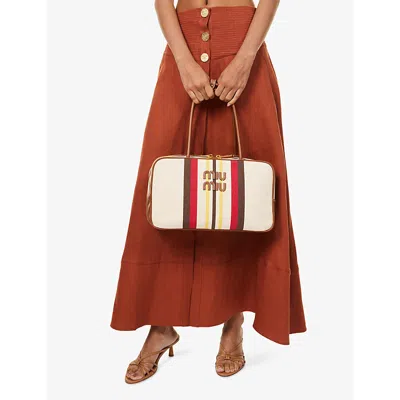 Miu Miu Beau Canvas And Leather Bag