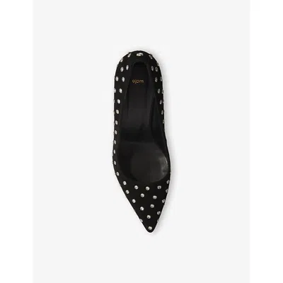Maje Womens Noir / Gris Rhinestone-embellished Heeled Leather Pumps Eur 41 / 8 Uk