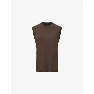 Allsaints Womens Bitter Brown Imogen Sleeveless Cotton Tank Top Xs
