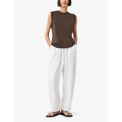Allsaints Womens Bitter Brown Imogen Sleeveless Cotton Tank Top Xs