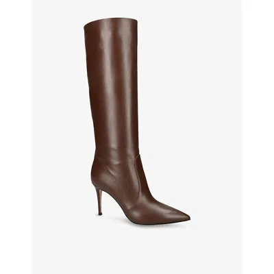 Gianvito Rossi Womens Brown Hansen Vitello Glove 45 Leather High-leg Boots Eur 39 / 6 Uk