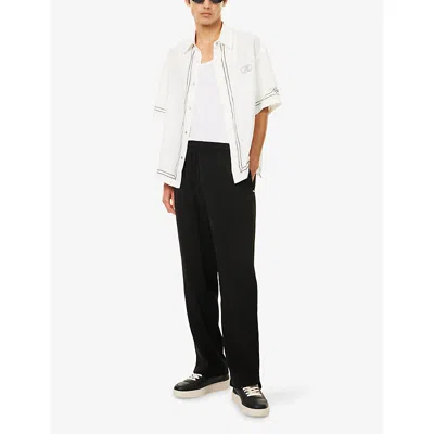 Represent Mens Jet Black Relaxed-fit Piped Woven Trousers In Black