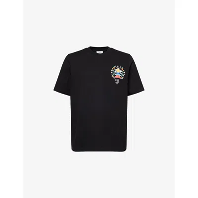 Casablanca Black Crewneck T-shirt With Logo Detail On The Front And Maxi Logo Print On The Rear In Black
