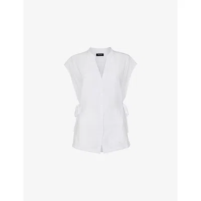 Whistles Womens White Side-tie Button-down Woven Shirt In White